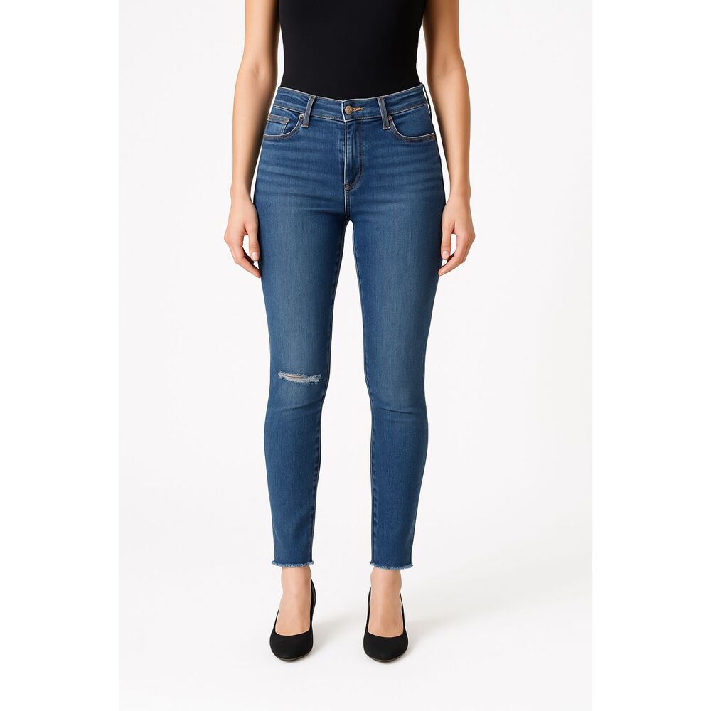 7 for all Mankind Womens The Ankle Skinny distressed  raw hem jeans size 27
